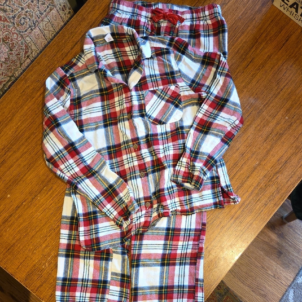 Old Navy Red and Blue Plaid Kids Pajama Set